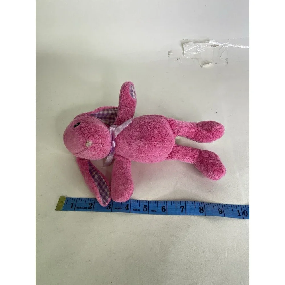 Old Navy Pink Bunny Rabbit Plush Stuffed Animal Toy Purple White Gingham Ears